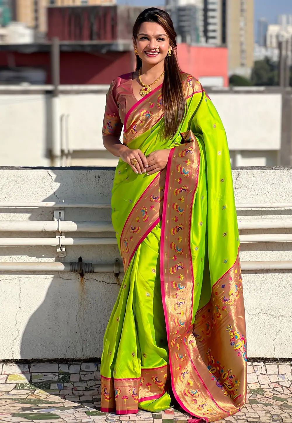 Light Green Silk Paithani Saree 300087