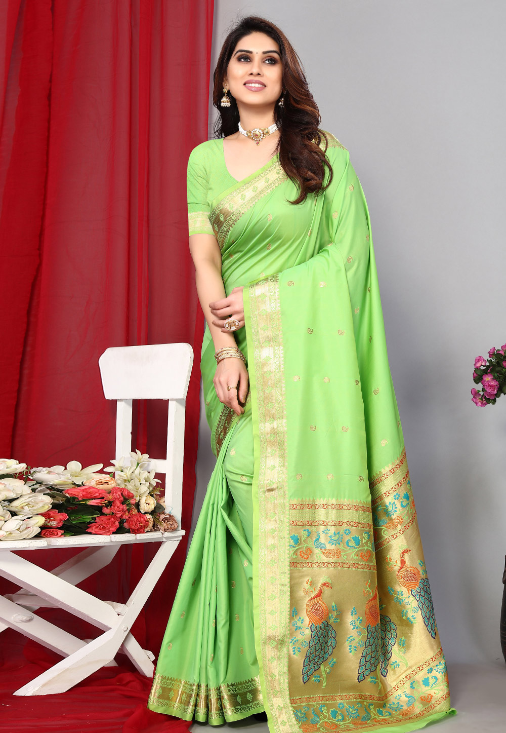 Light Green Silk Paithani Saree 283438
