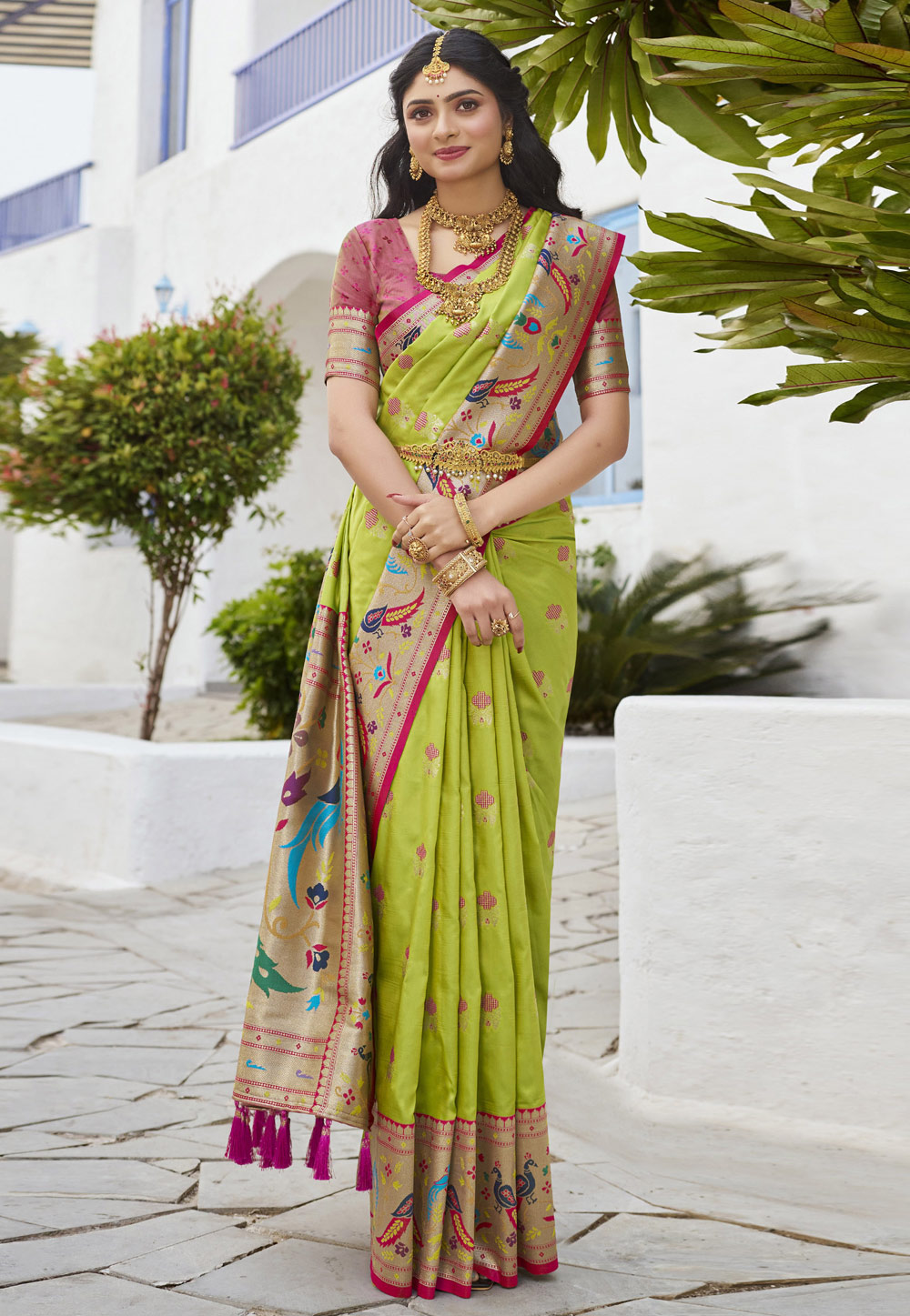 Light Green Silk Saree With Blouse 286592