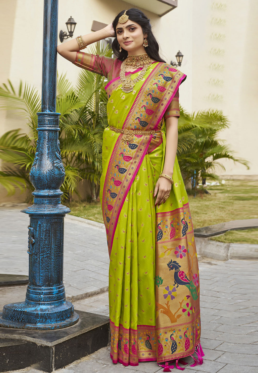 Light Green Silk Saree With Blouse 286602