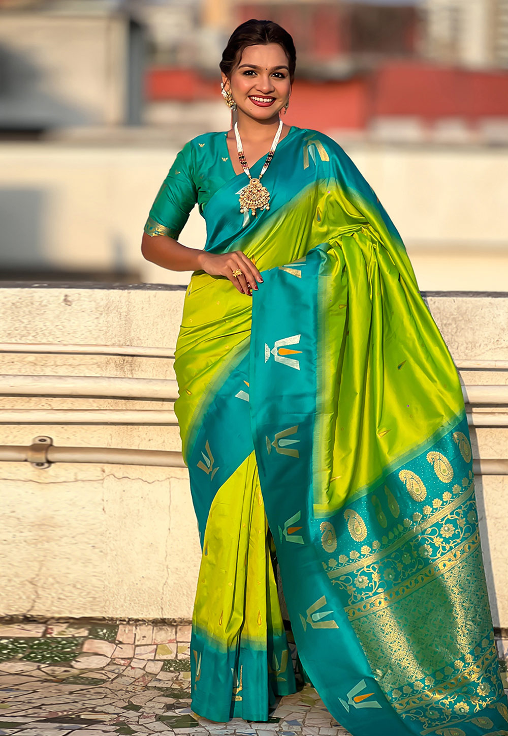 Light Green Silk Saree With Blouse 309988