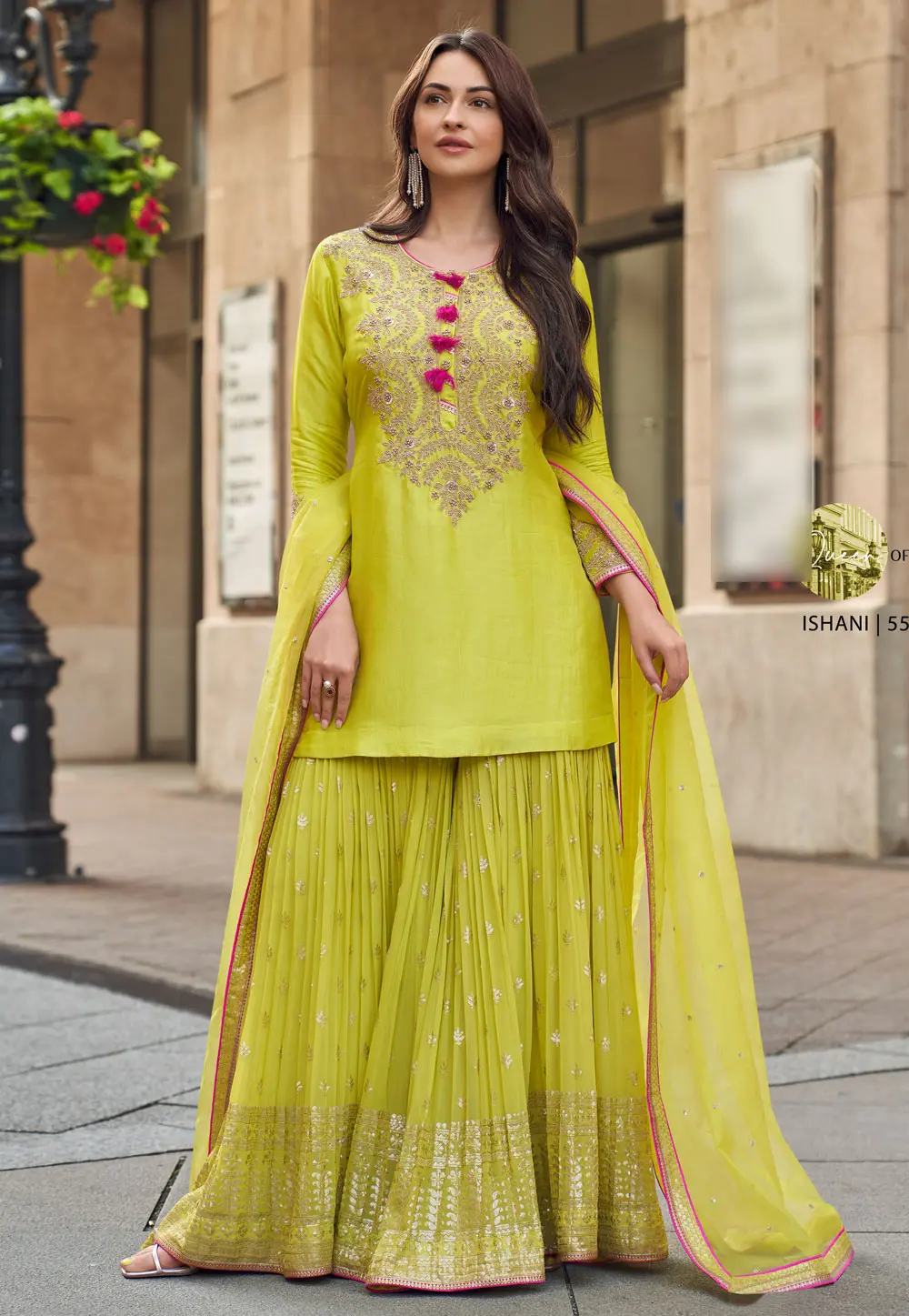 Light Green Silk Sharara Suit 302344