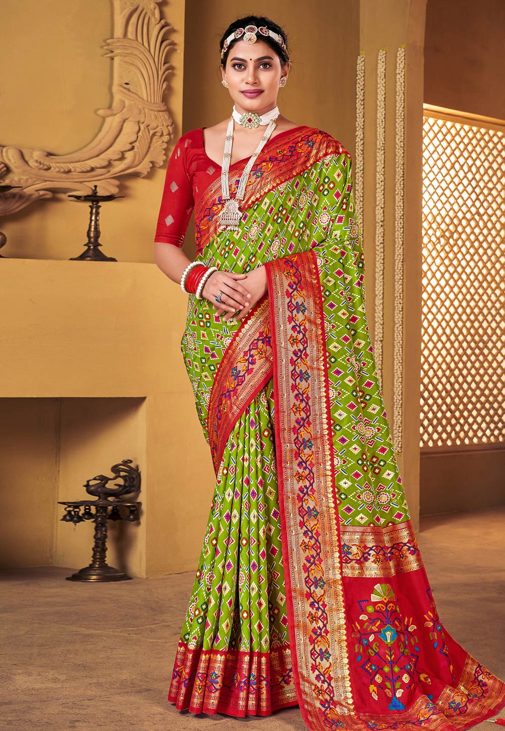 Light Green Tussar Silk Saree With Blouse 286351