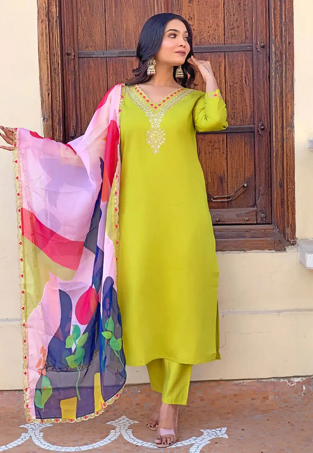 Light Green Viscose Readymade Pakistani Suit 293220