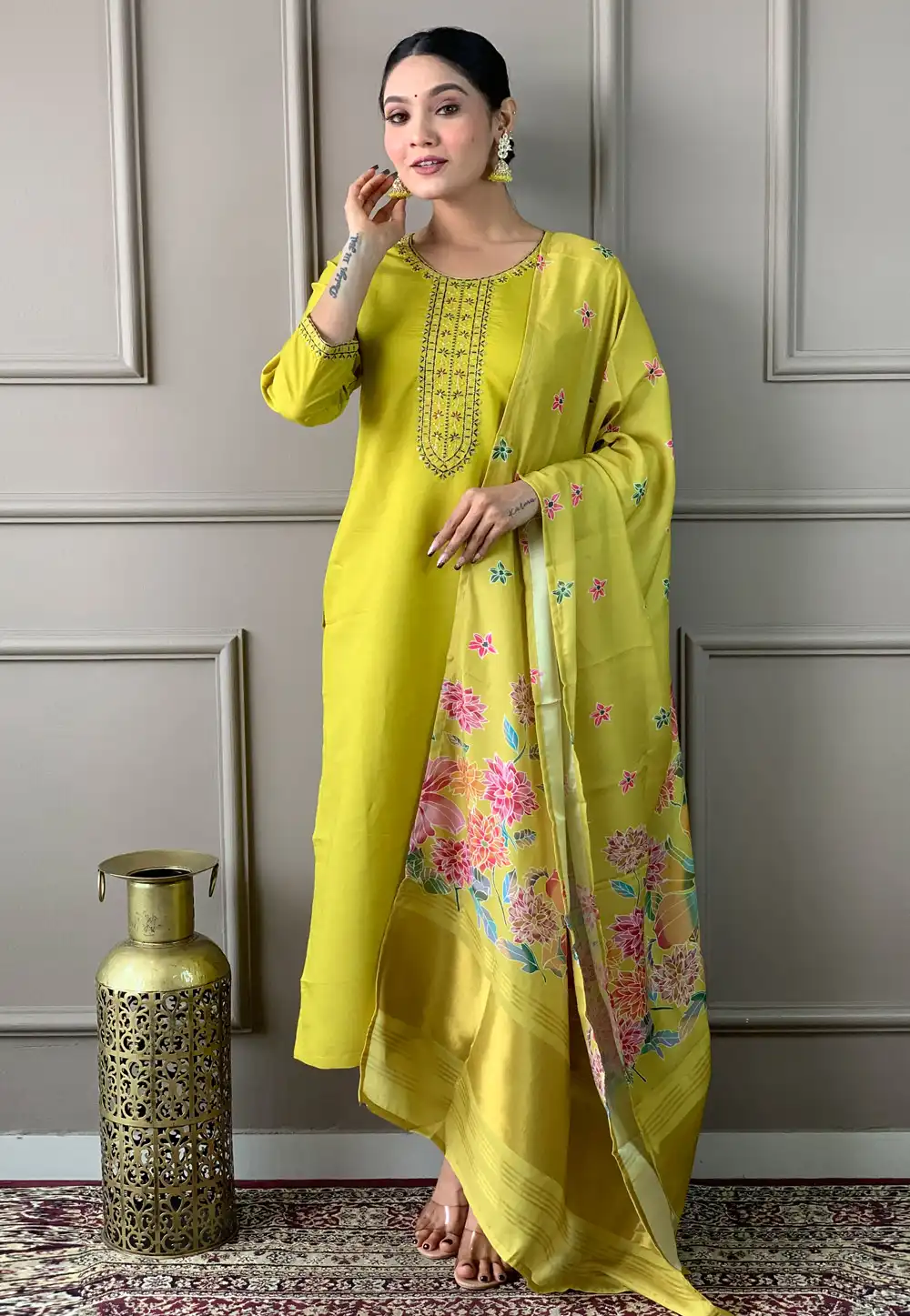 Light Green Viscose Readymade Pakistani Suit 294476