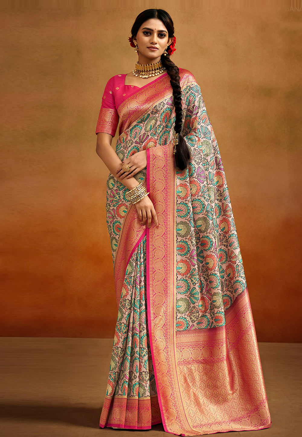 Light Pink Banarasi Silk Saree 281797