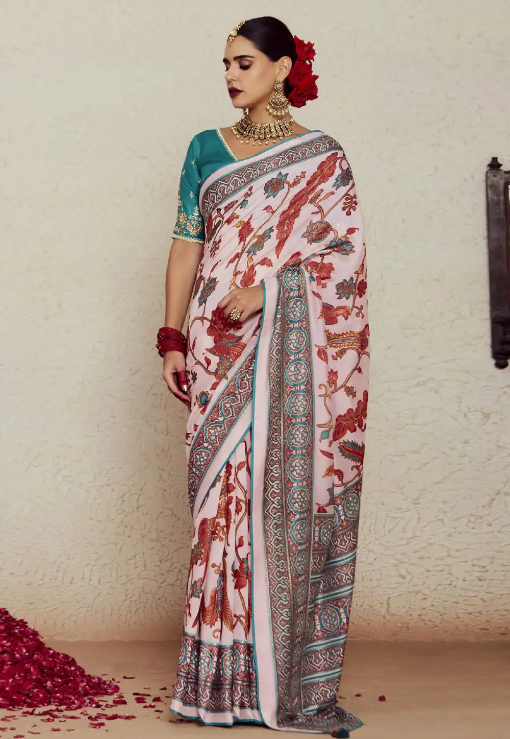 Light Pink Brasso Saree With Blouse 290667