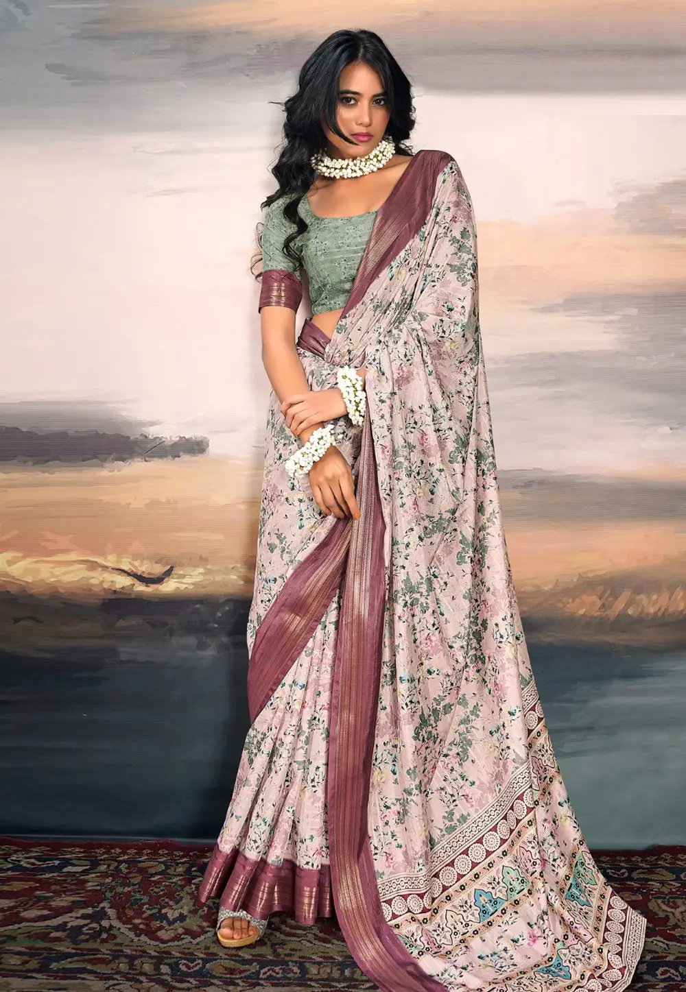 Light Pink Cotton Silk Saree With Blouse 296179