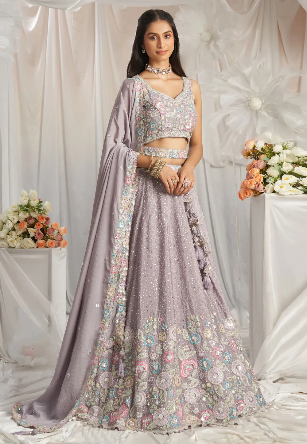 Light Purple Chiffon Circular Lehenga Choli 297337