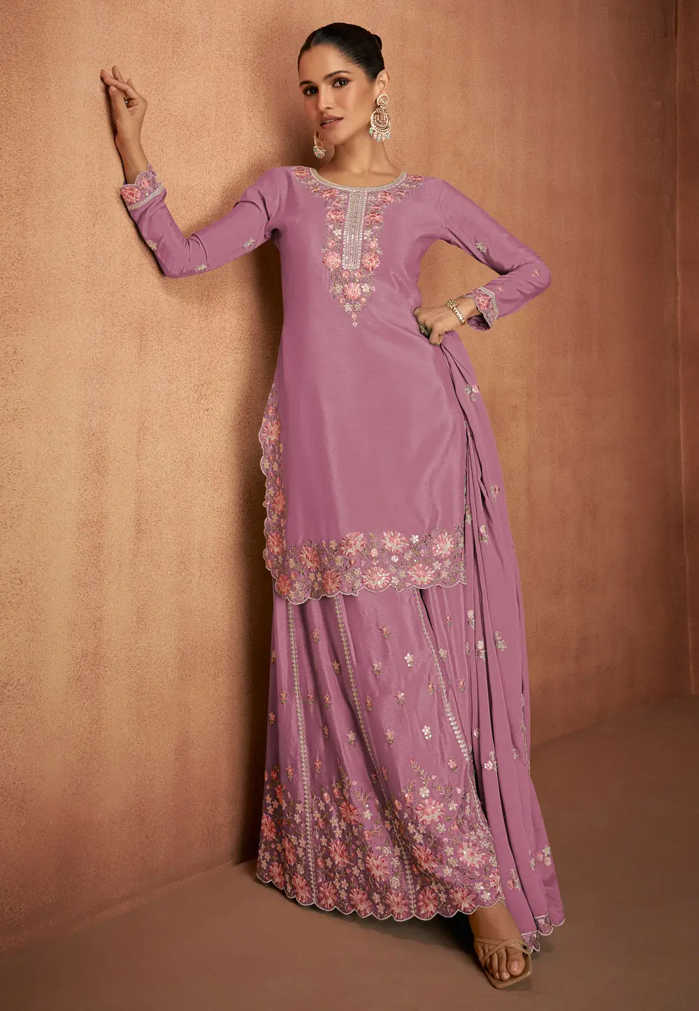 Light Purple Chinon Pakistani Suit 295197