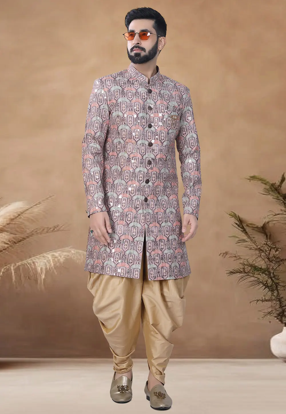 Light Purple Cotton Indo Western Suit 298561