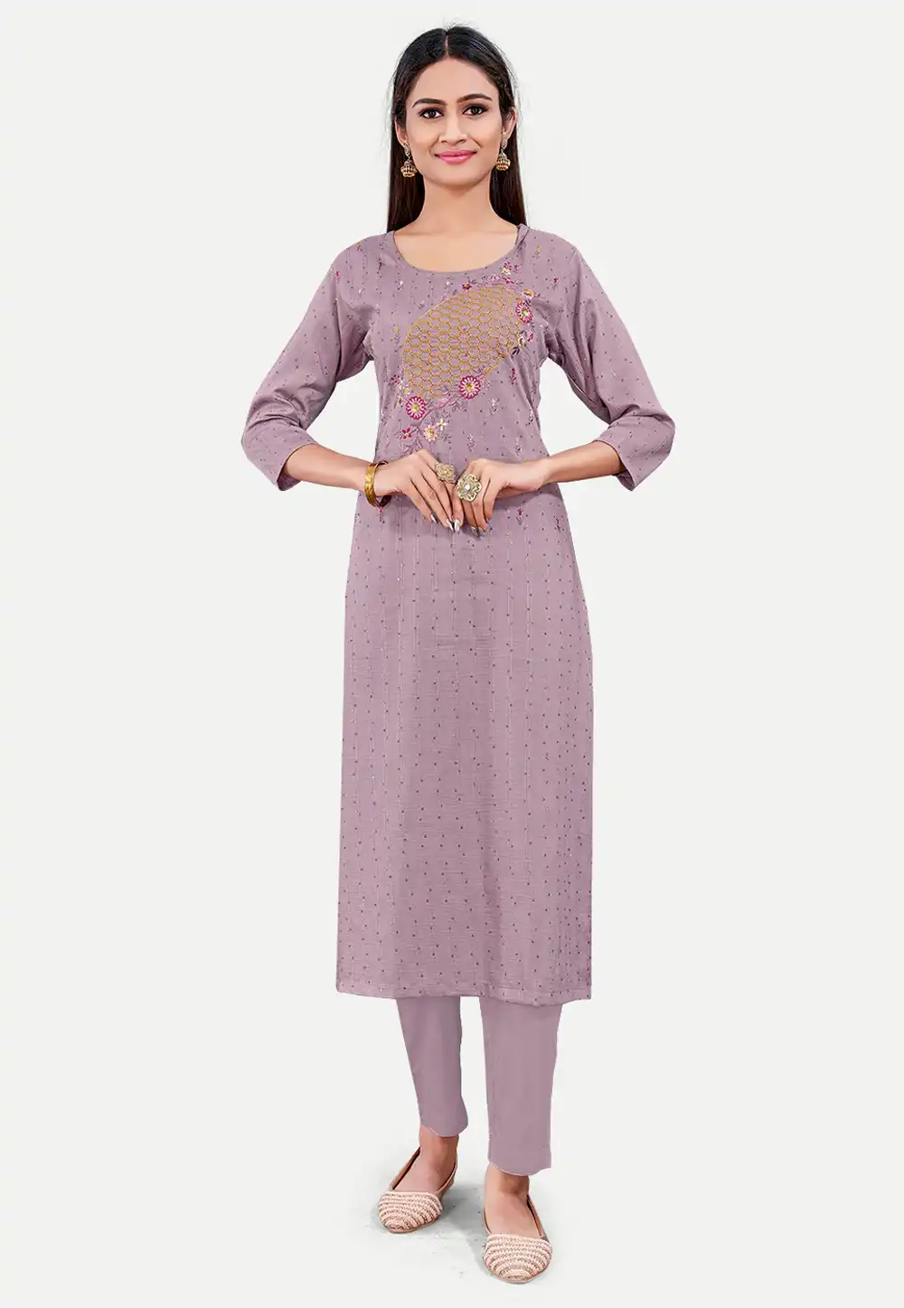 Light Purple Cotton Long Tunic 288087