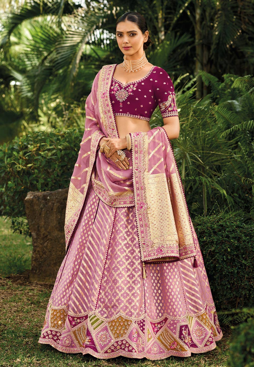 Light Purple Crepe Georgette Wedding Lehenga Choli 284717