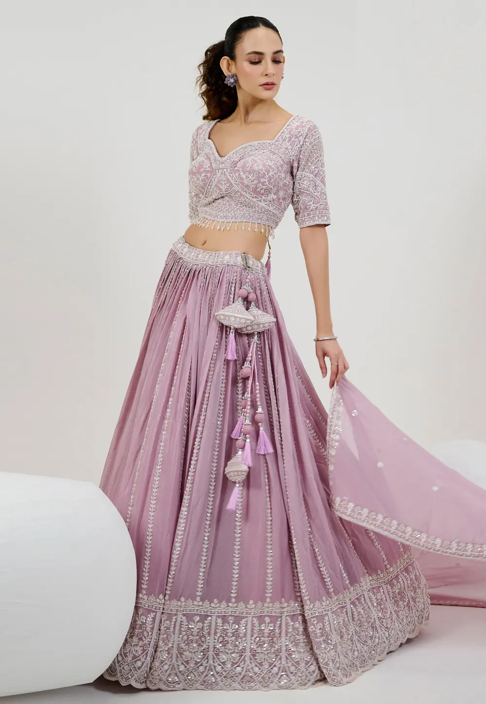 Light Purple Georgette Wedding Lehenga Choli 298220