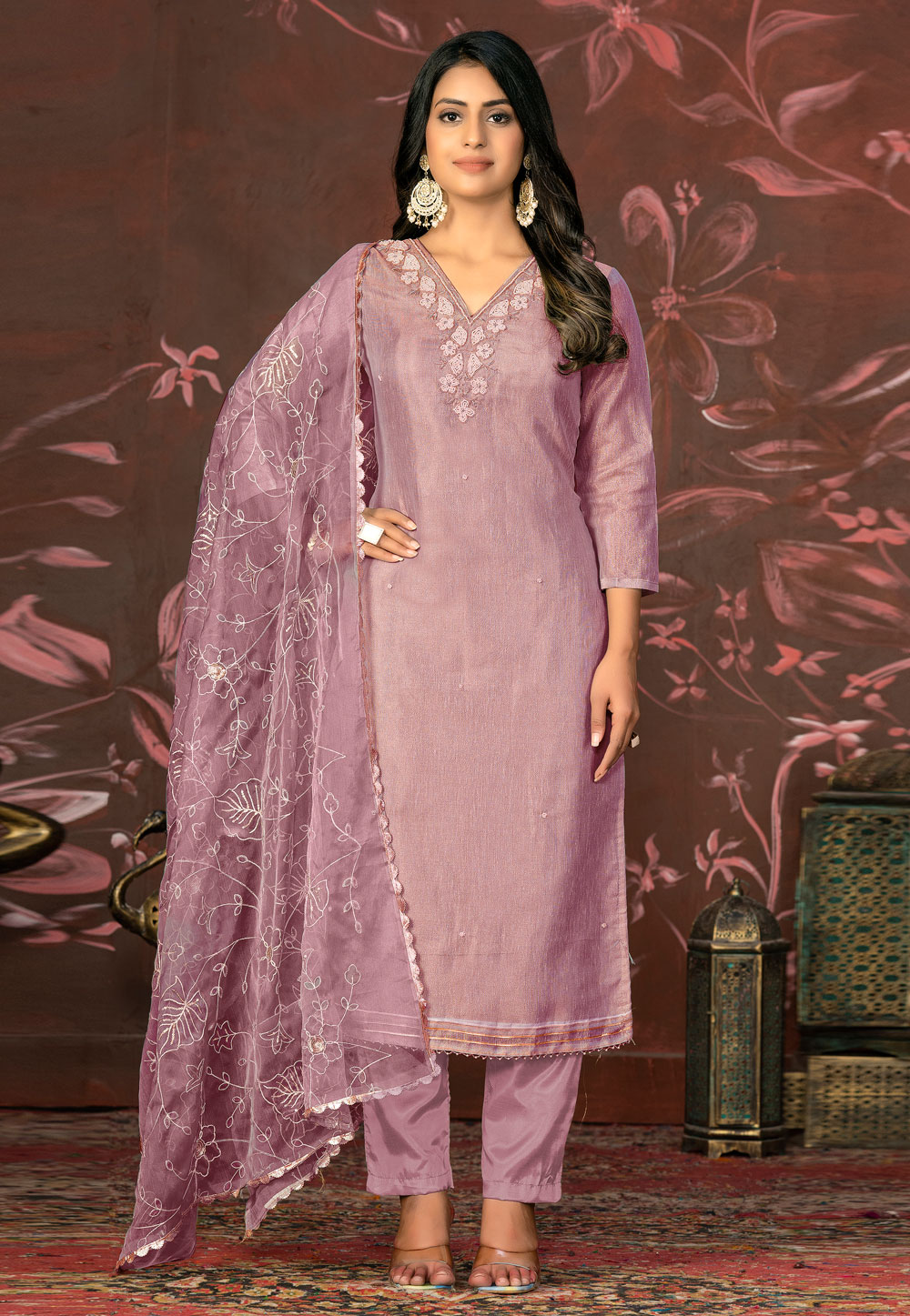 Light Purple Shimmer Pakistani Suit 281246