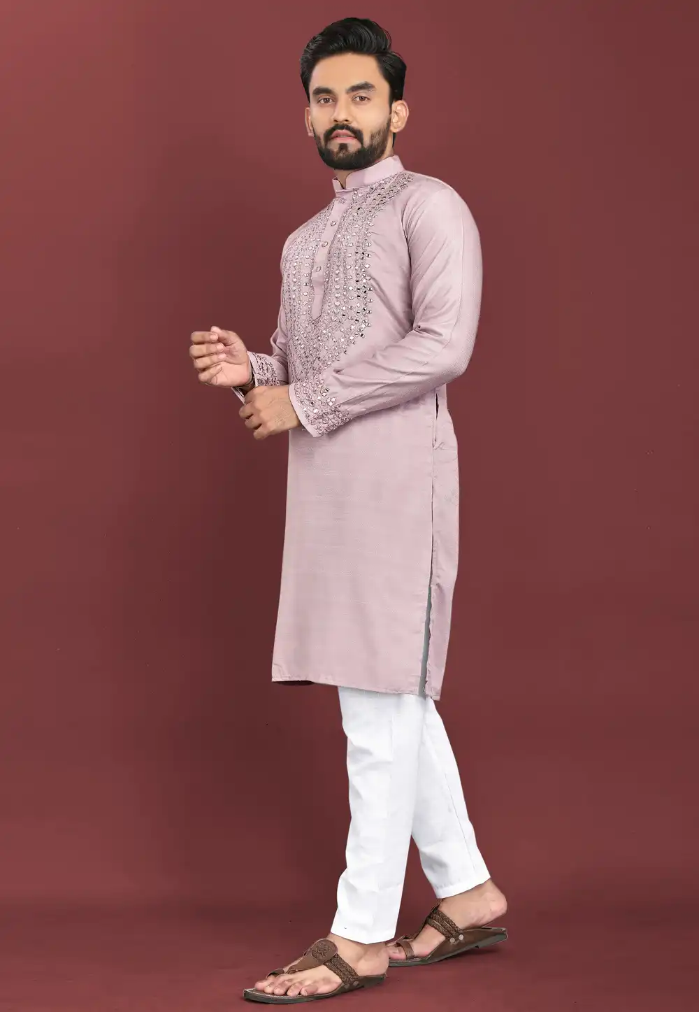 Light Purple Silk Kurta Pajama 293799