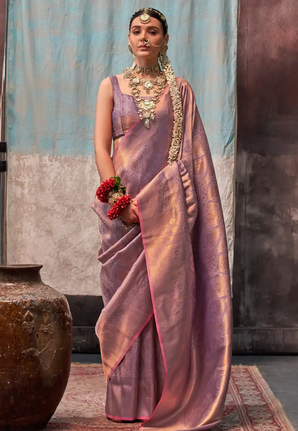 Light Purple Silk Saree With Blouse 290138