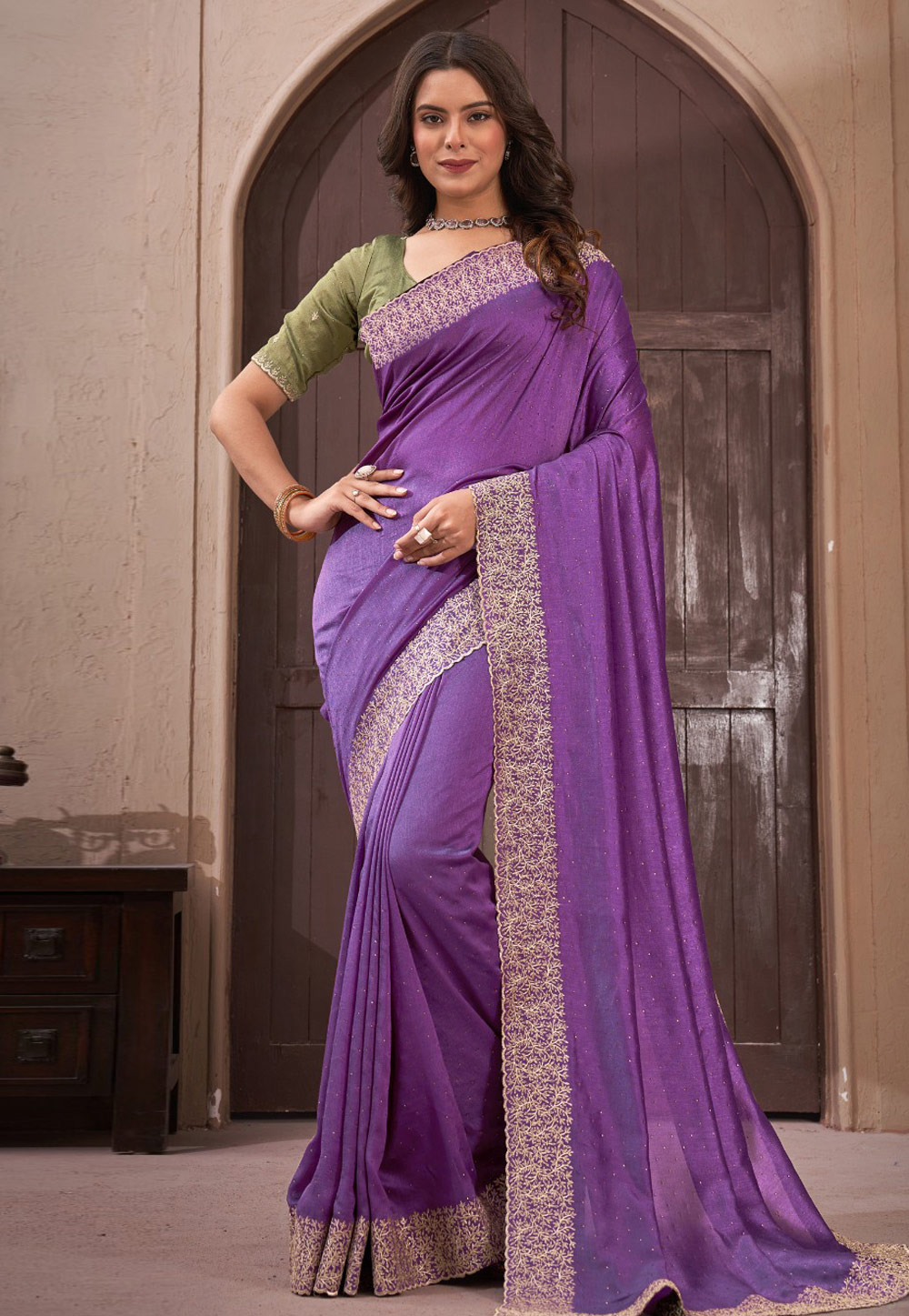 Light Purple Silk Saree With Blouse 285509