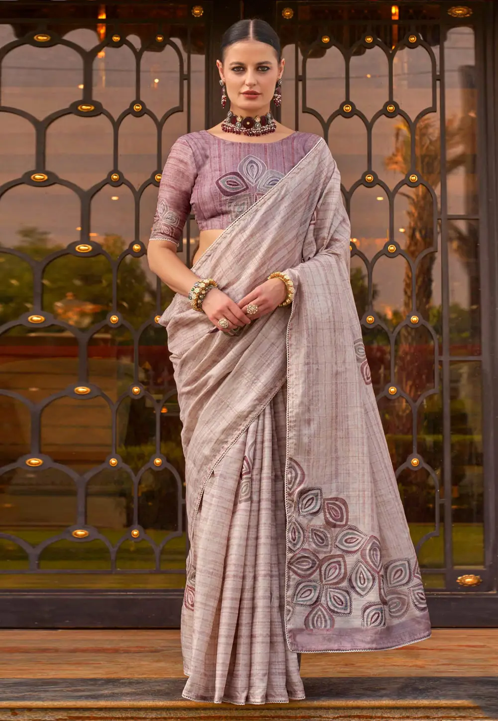 Light Purple Silk Saree With Blouse 295170