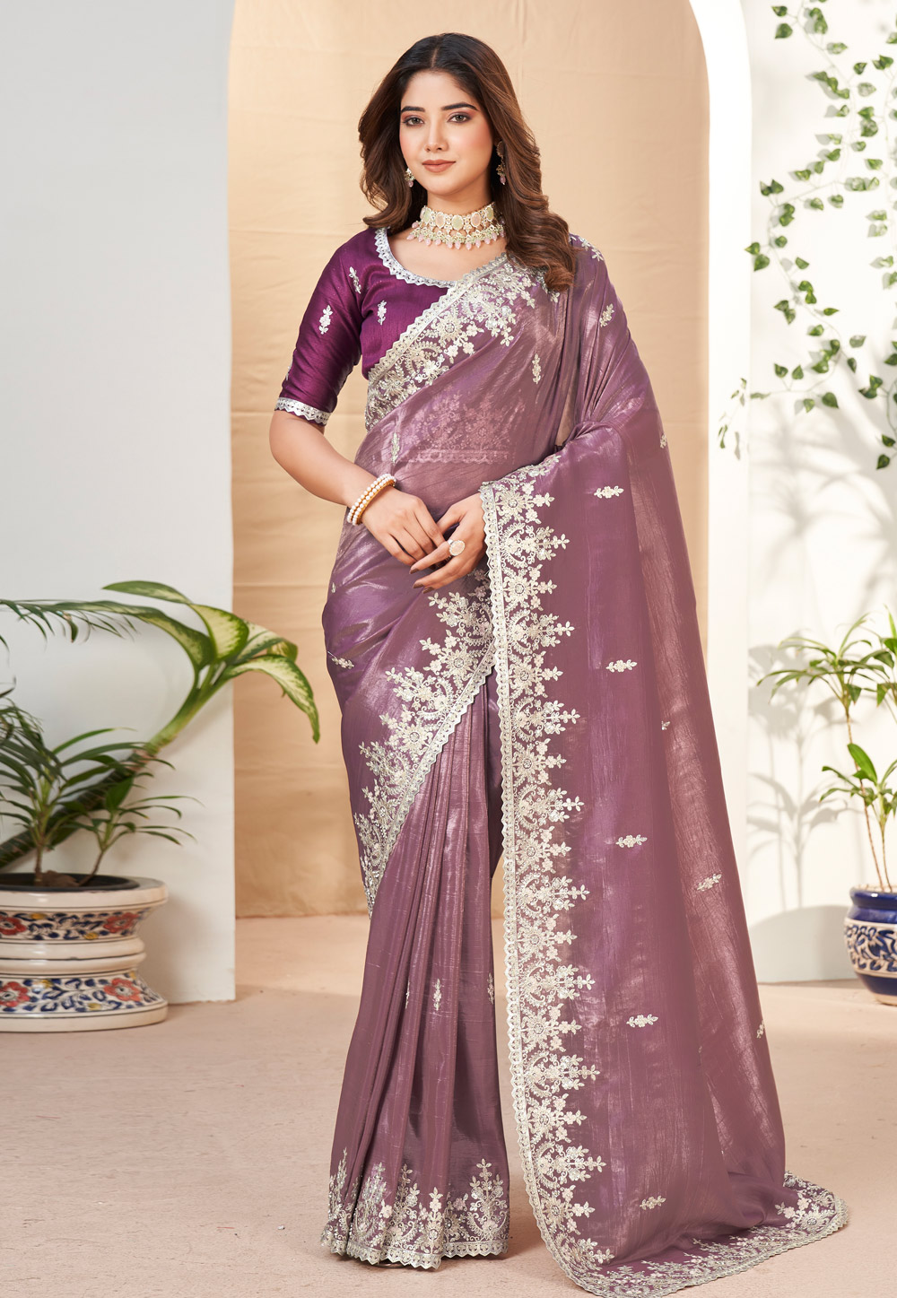 Light Purple Soft Silk Saree With Blouse 283609