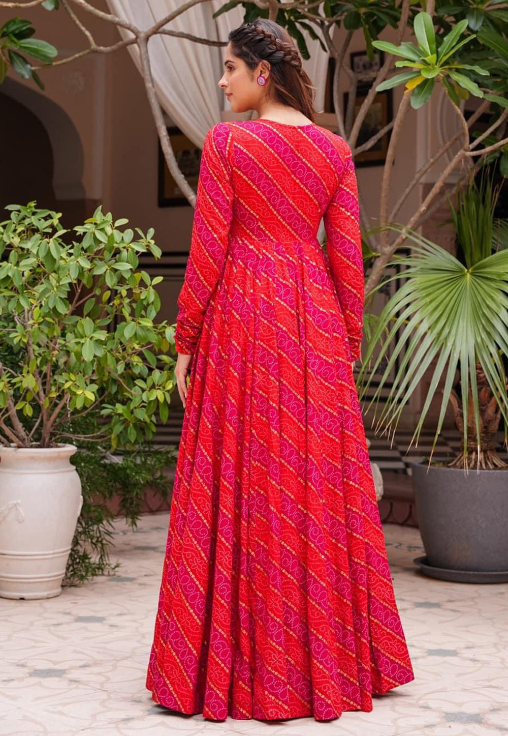 Artistic Red Designer Indo-Western Lehenga Choli for Sangeet or Wedding