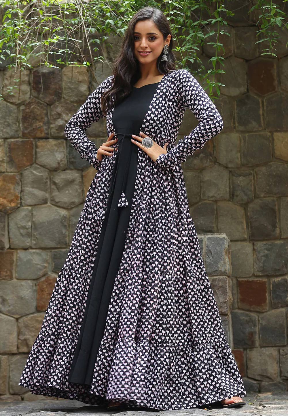 Black and white long clearance frock