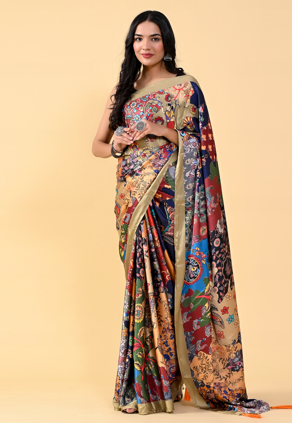 Multicolor Satin Silk Saree With Blouse 264440