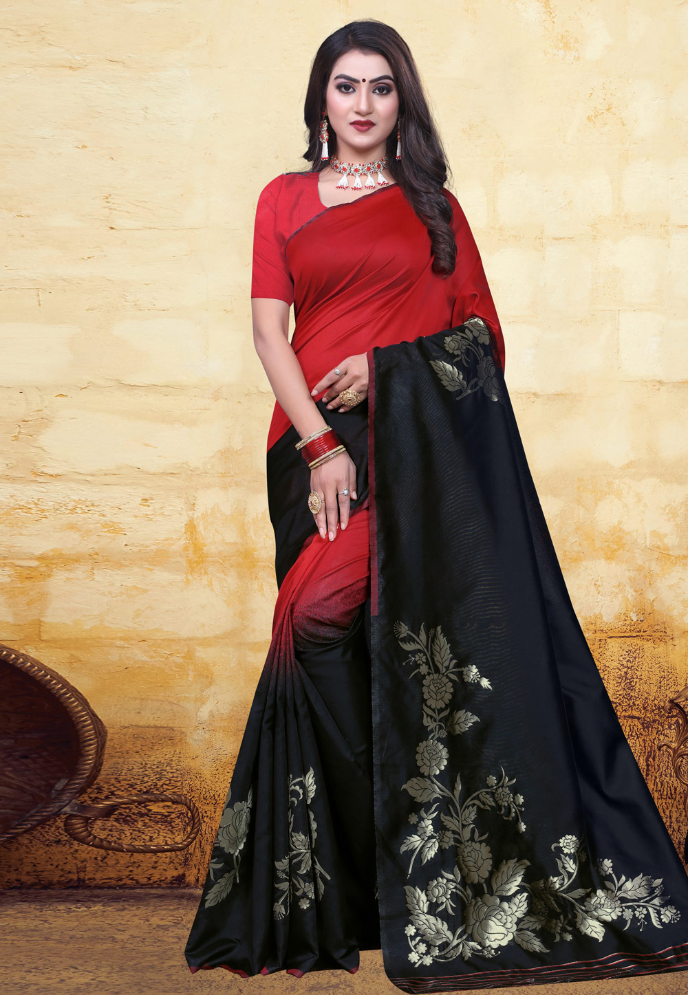Black Banarasi Silk Festival Wear Saree 200673