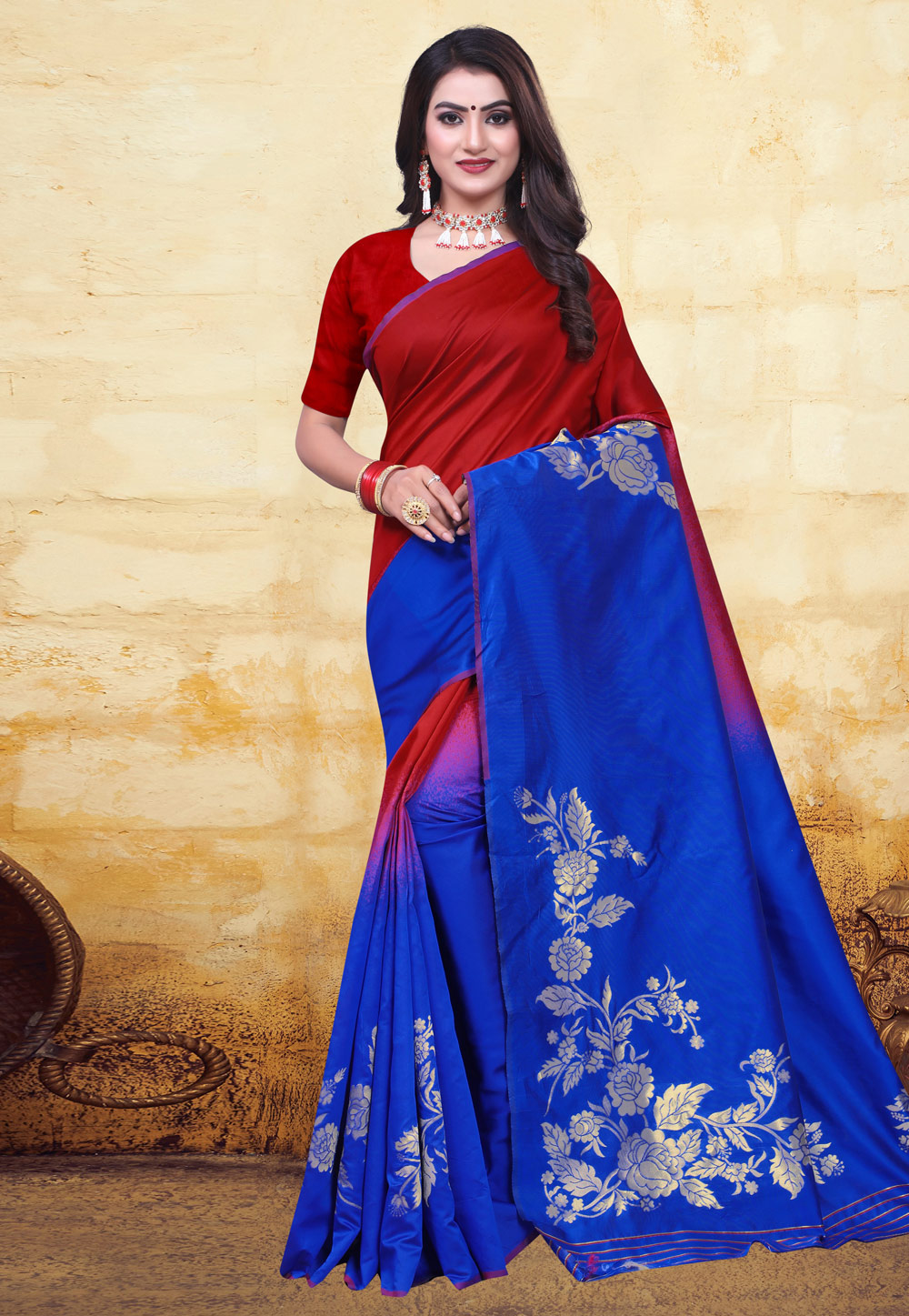Blue Banarasi Silk Saree With Blouse 200674
