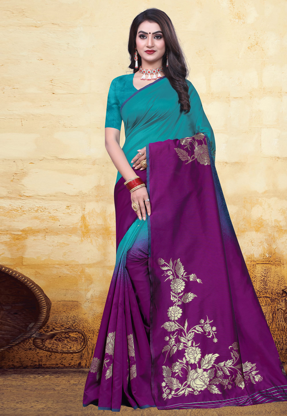 Purple Banarasi Silk Saree With Blouse 200678