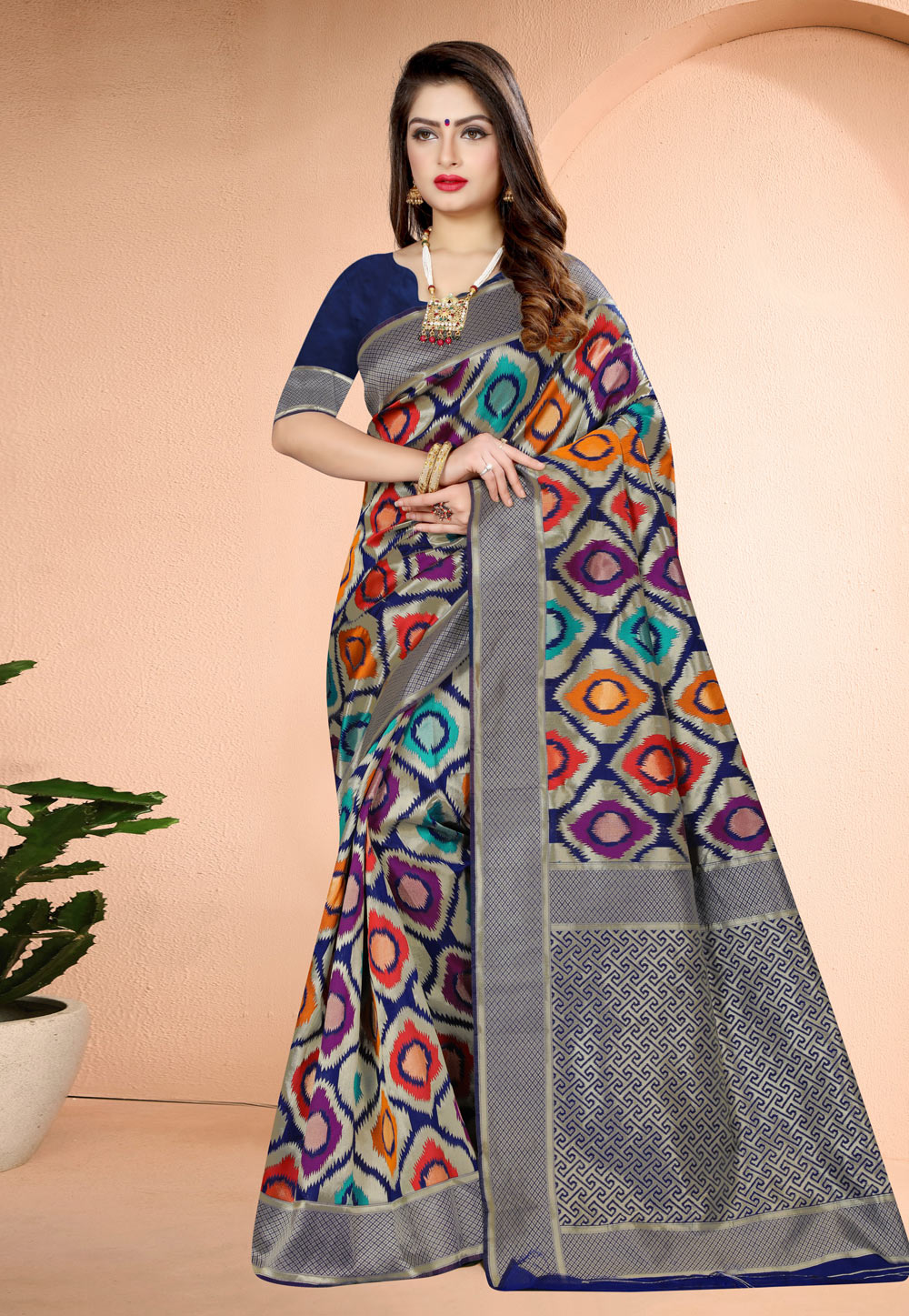 Blue Banarasi Silk Saree With Blouse 204920