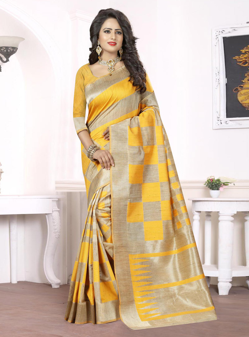 Yellow Silk Kanjivaram Saree 89811
