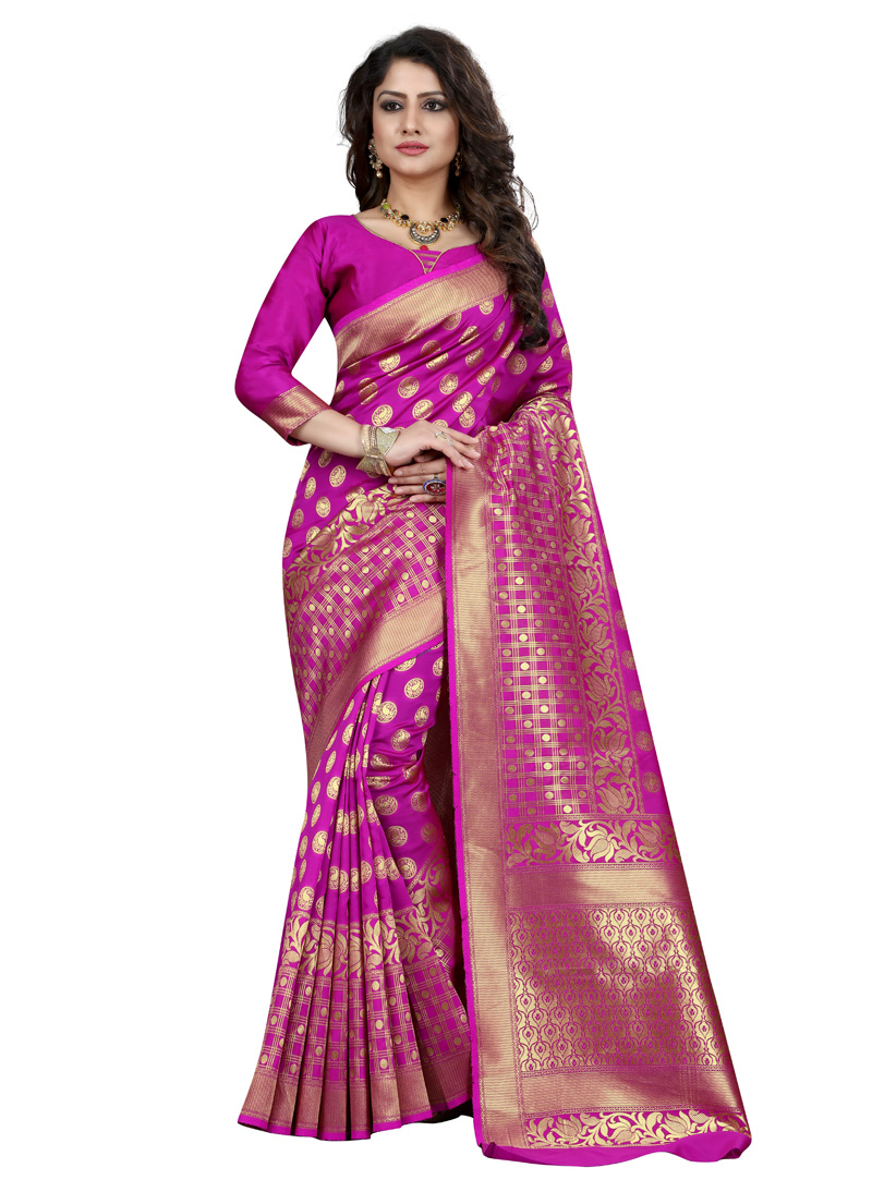 Magenta Banarasi Silk Festival Wear Saree 137194