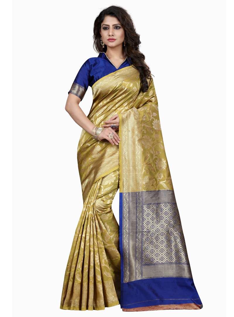 Green Banarasi Silk Festival Wear Saree 137196