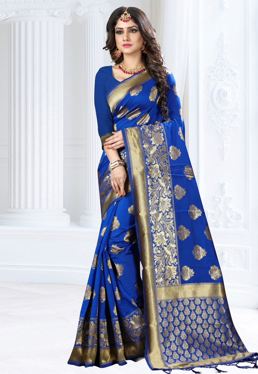 Blue Banarasi Silk Festival Wear Saree 155353