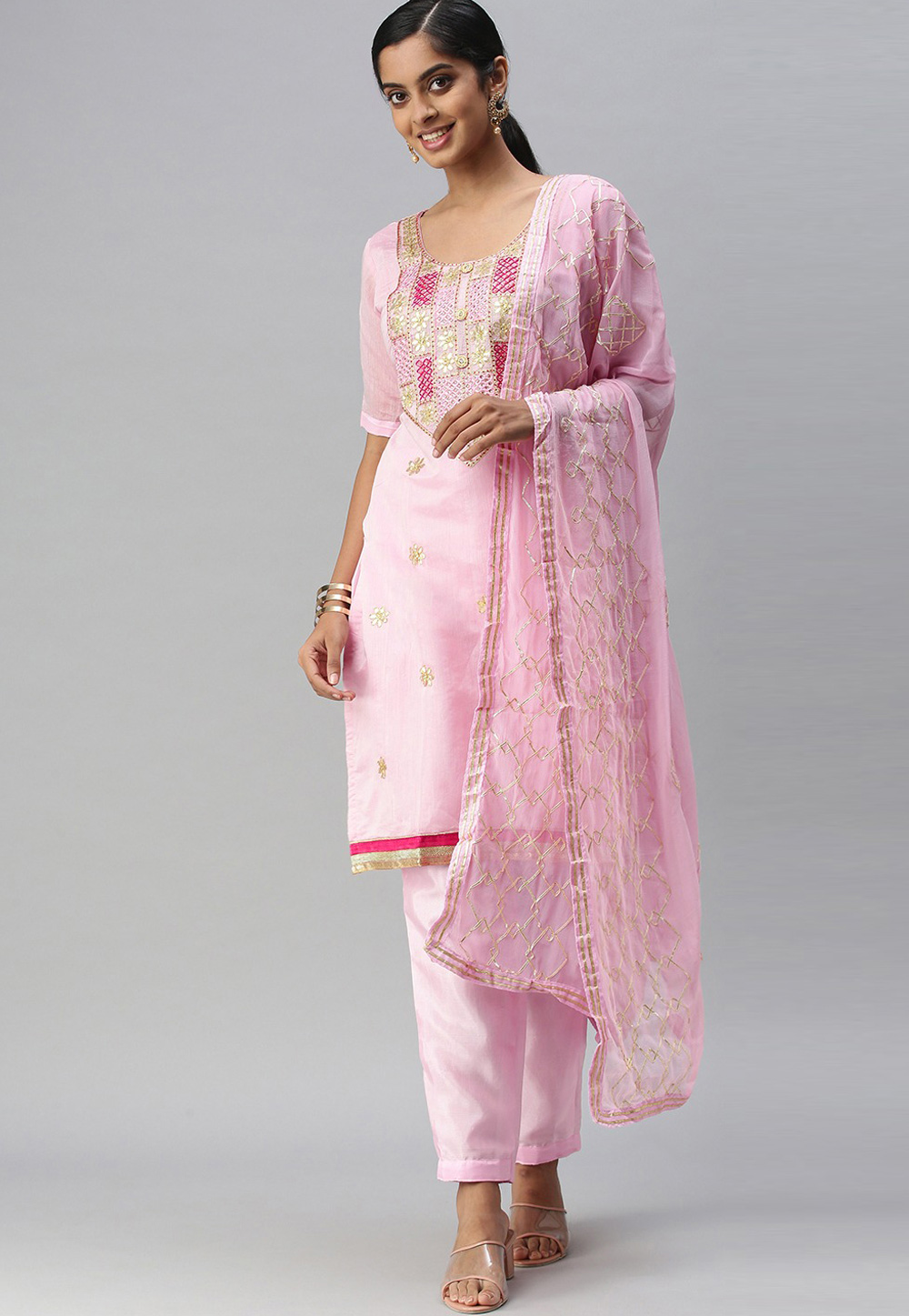Pink Chanderi Pakistani Suit 258993