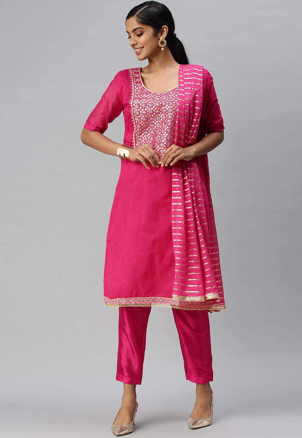 Pink Chanderi Pakistani Suit 258995