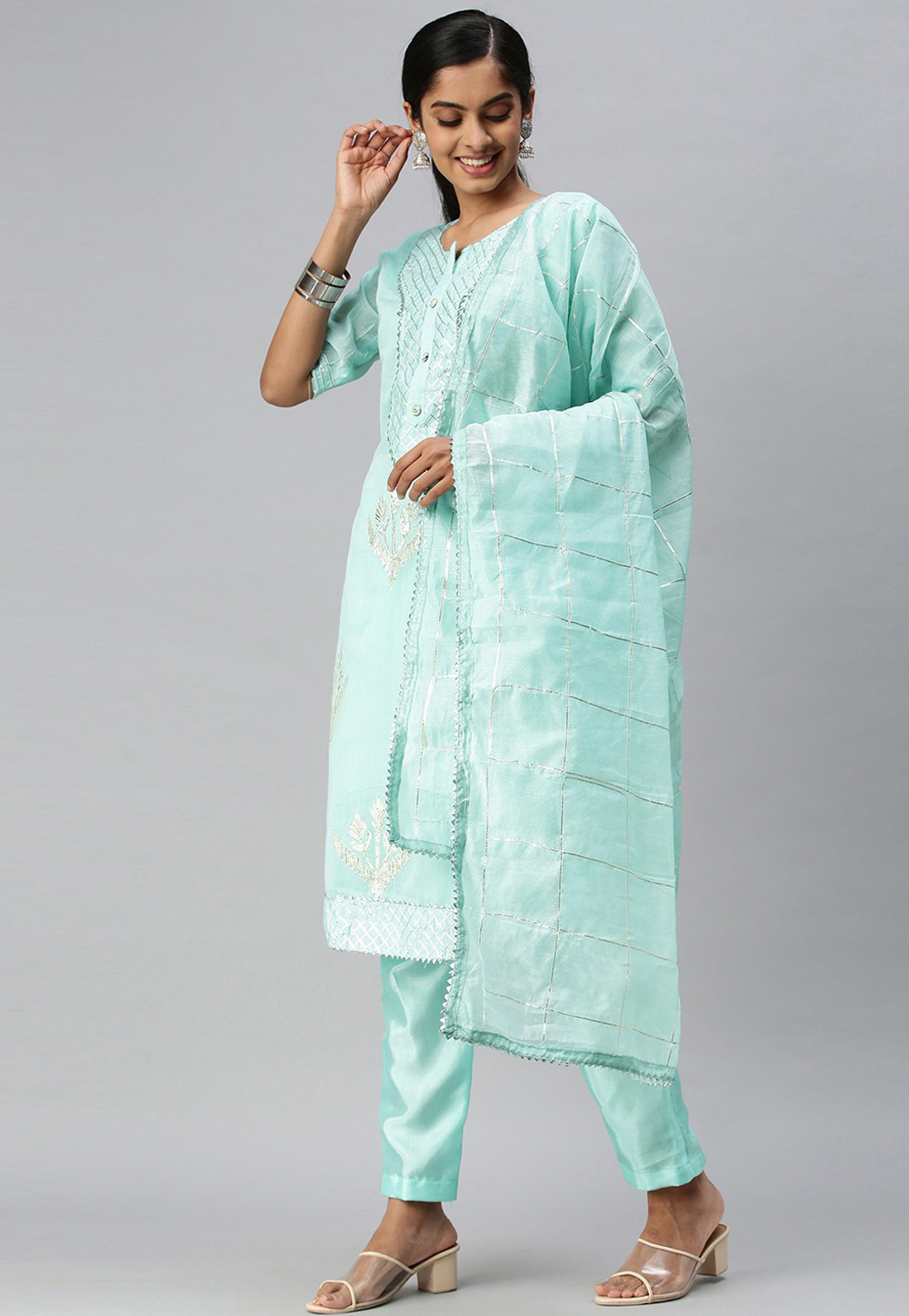 Sky Blue Cotton Pant Style Suit 259002