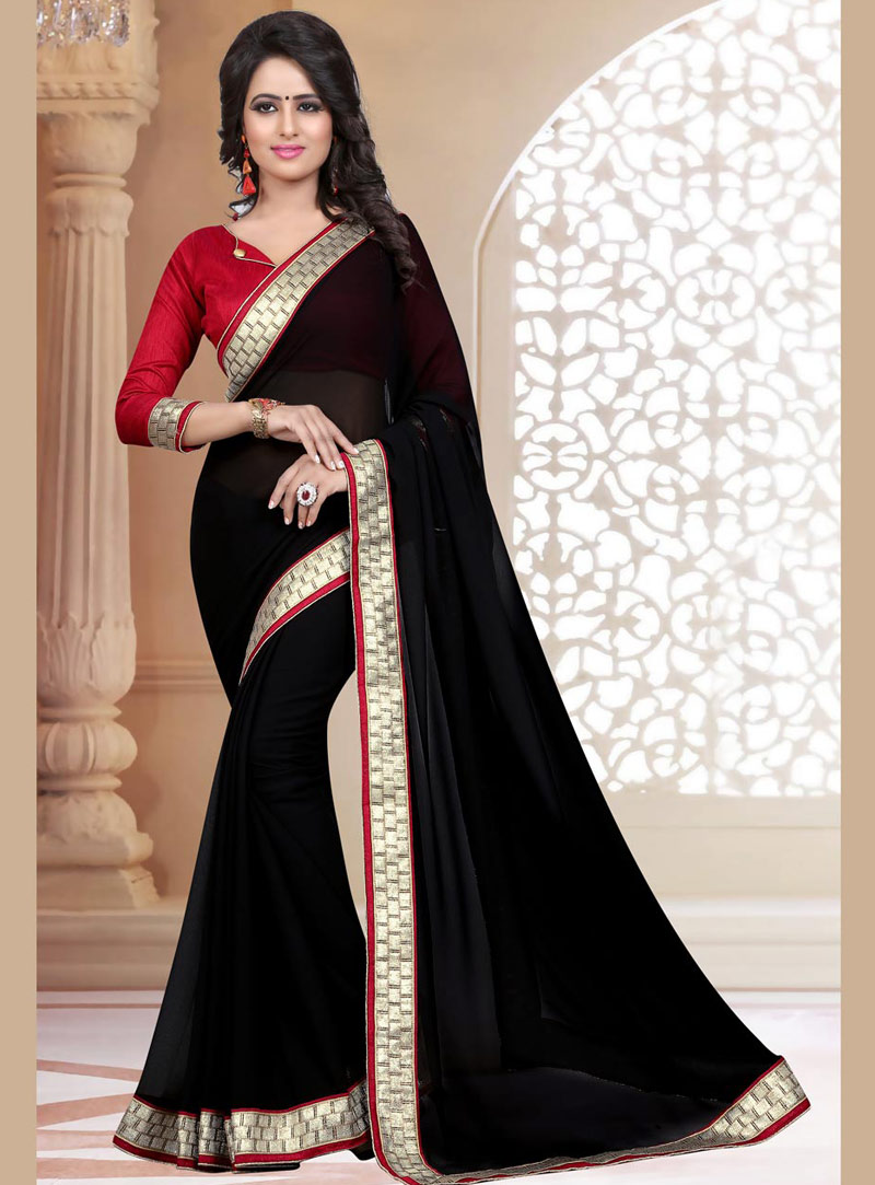 Black Georgette Saree With Blouse 71881