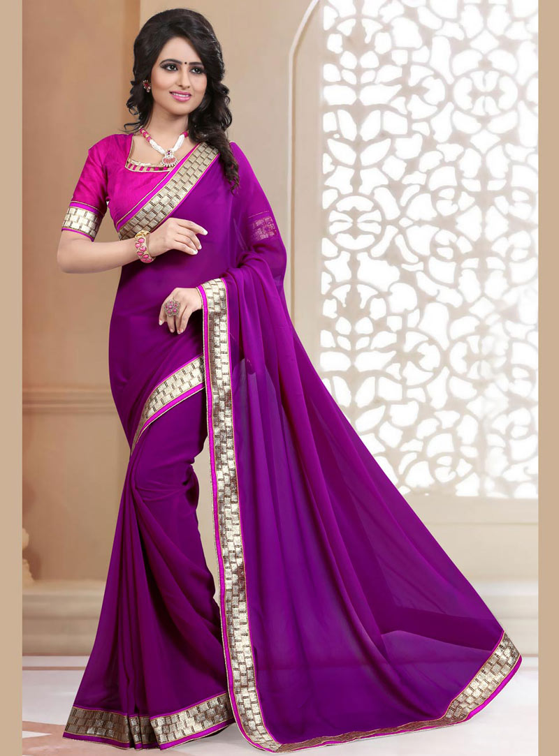 Purple Georgette Saree With Blouse 71885