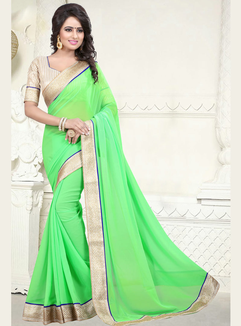 Green Georgette Saree With Blouse 71894