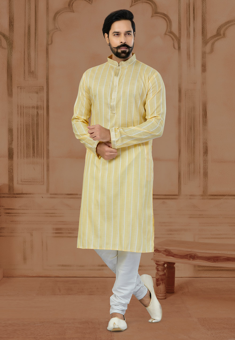 Yellow Cotton Kurta Pajama 269730
