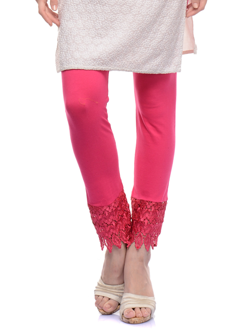 Pink Cotton Readymade Leggings 117125