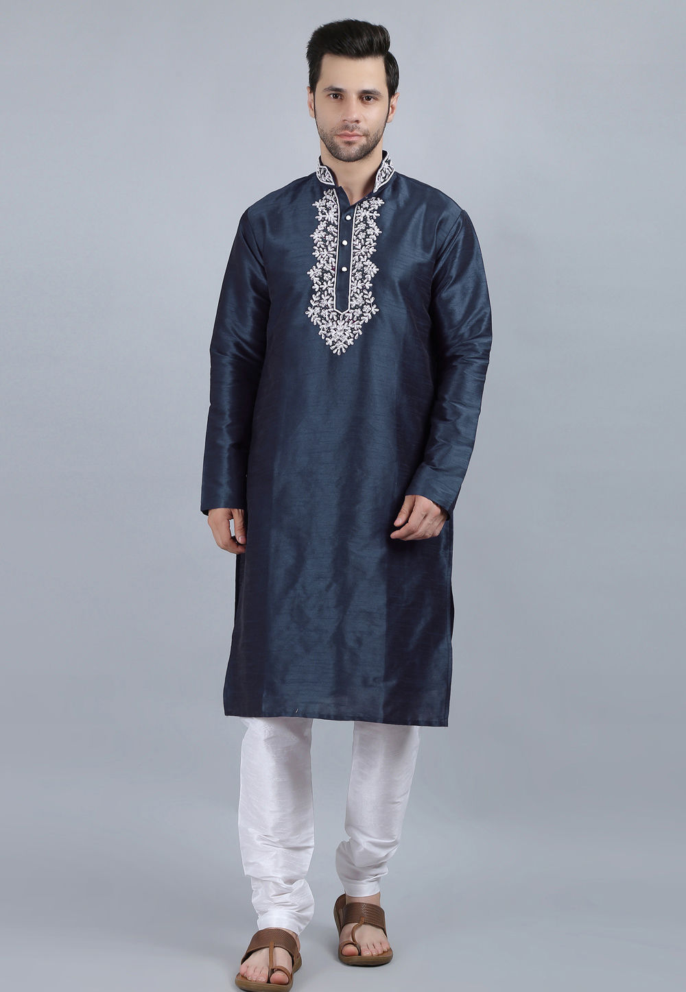 Teal Dupion Silk Kurta Pajama 267894