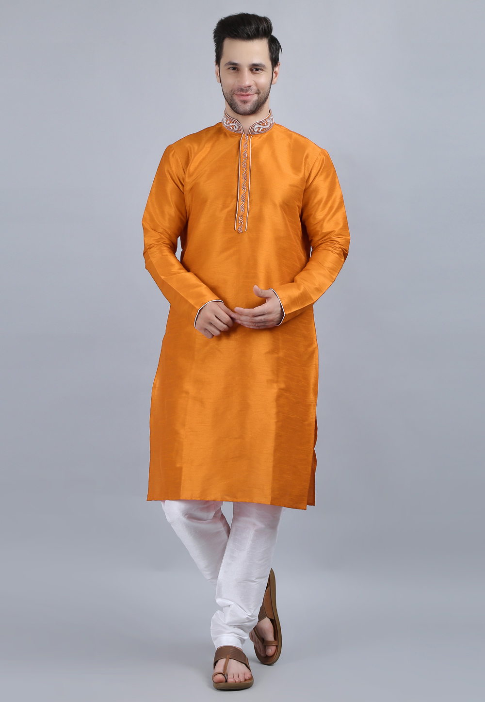 Orange Dupion Silk Kurta Pajama 267913