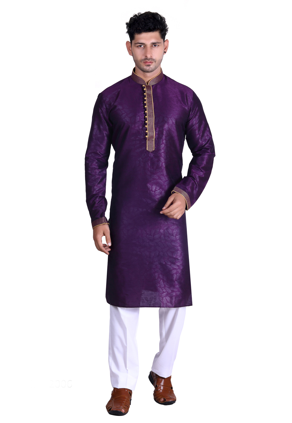 Purple Art Silk Readymade Kurta Pajama 214181