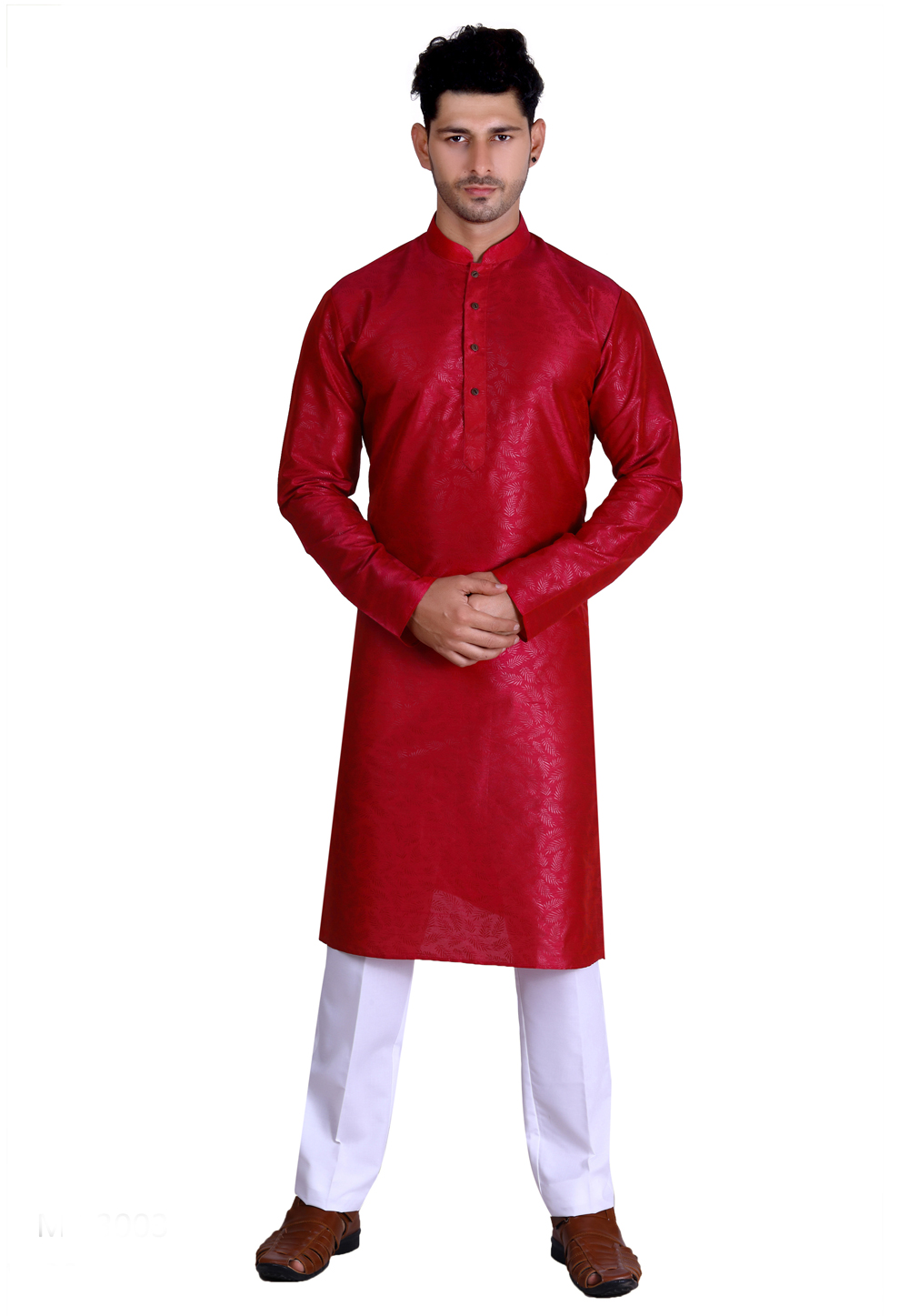Red Art Silk Readymade Kurta Pajama 214169