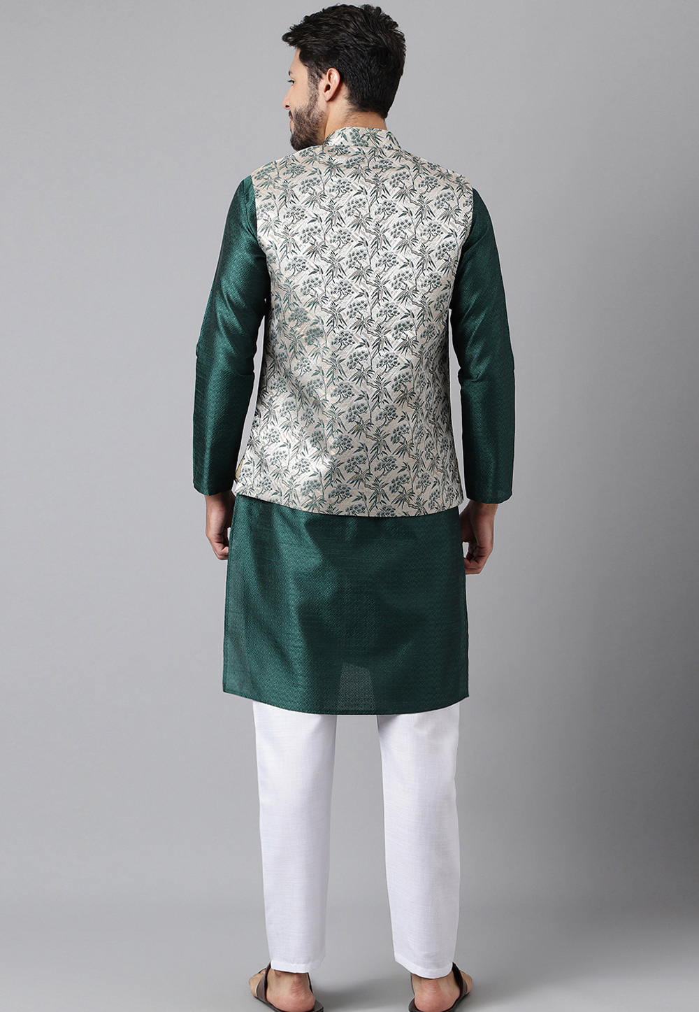 Mens Silk Kurta Pajama With Stylish Nehru Jacket Set