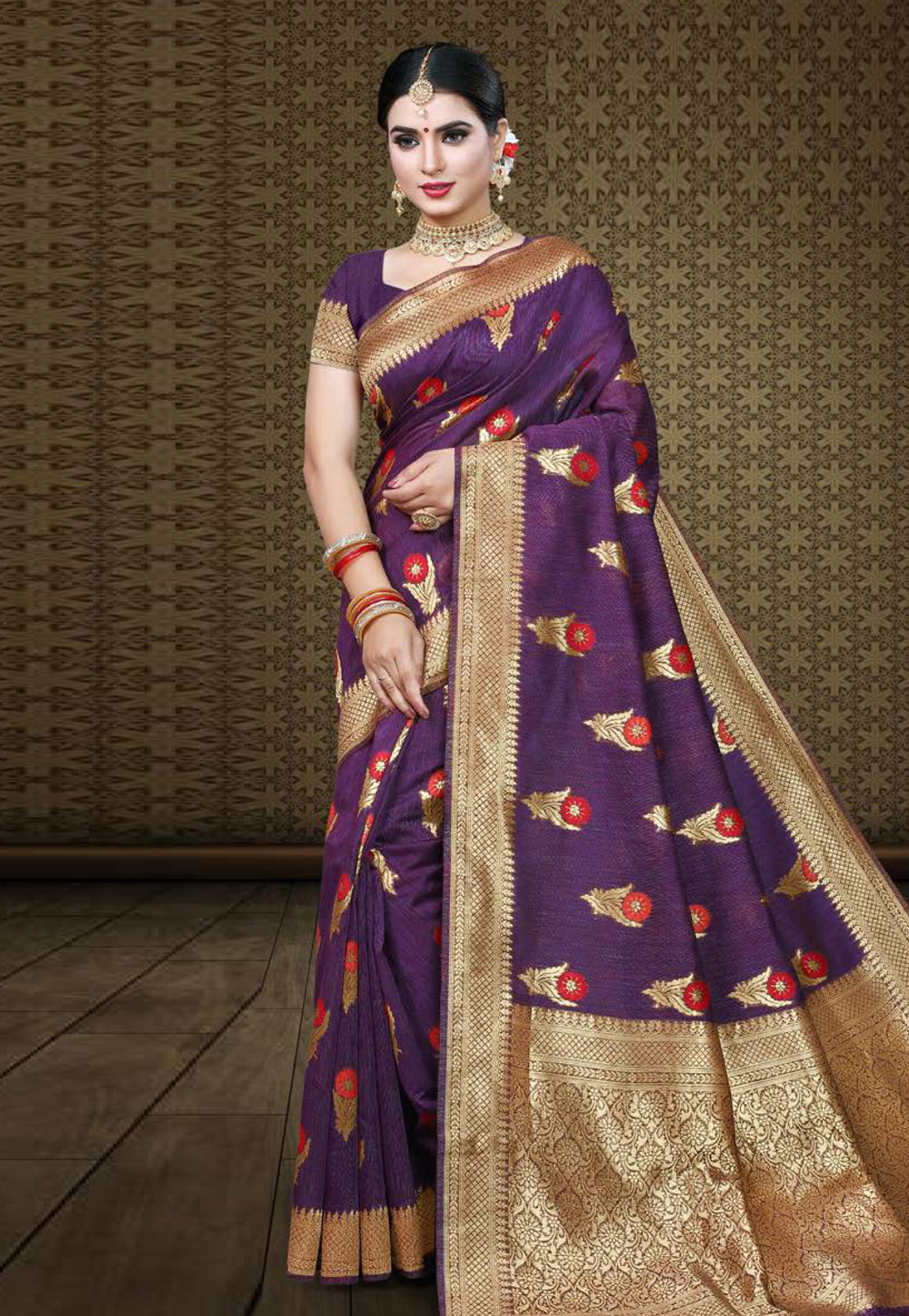 Purple Art Silk Saree With Blouse 204539