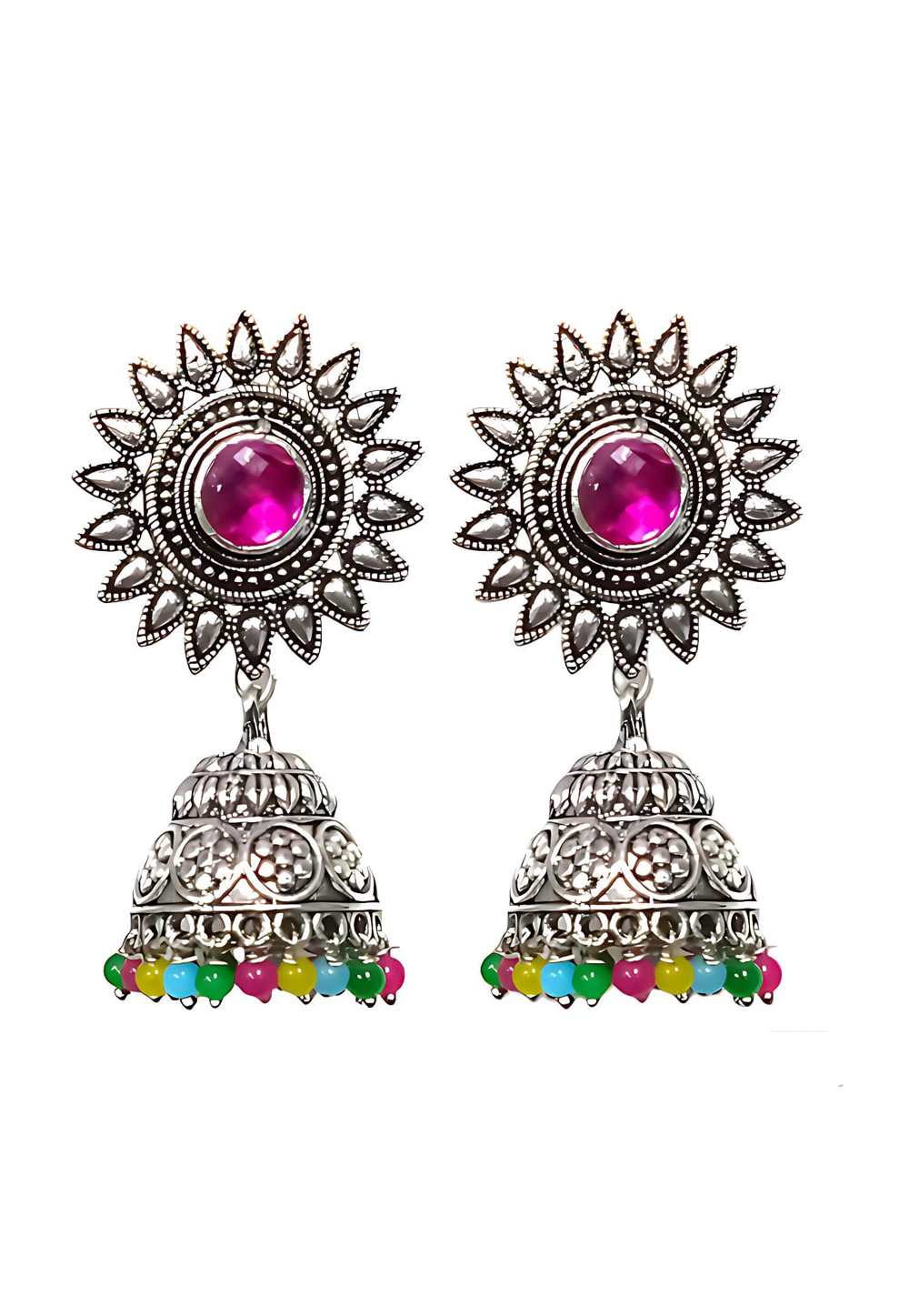 Magenta Alloy Earrings 286192